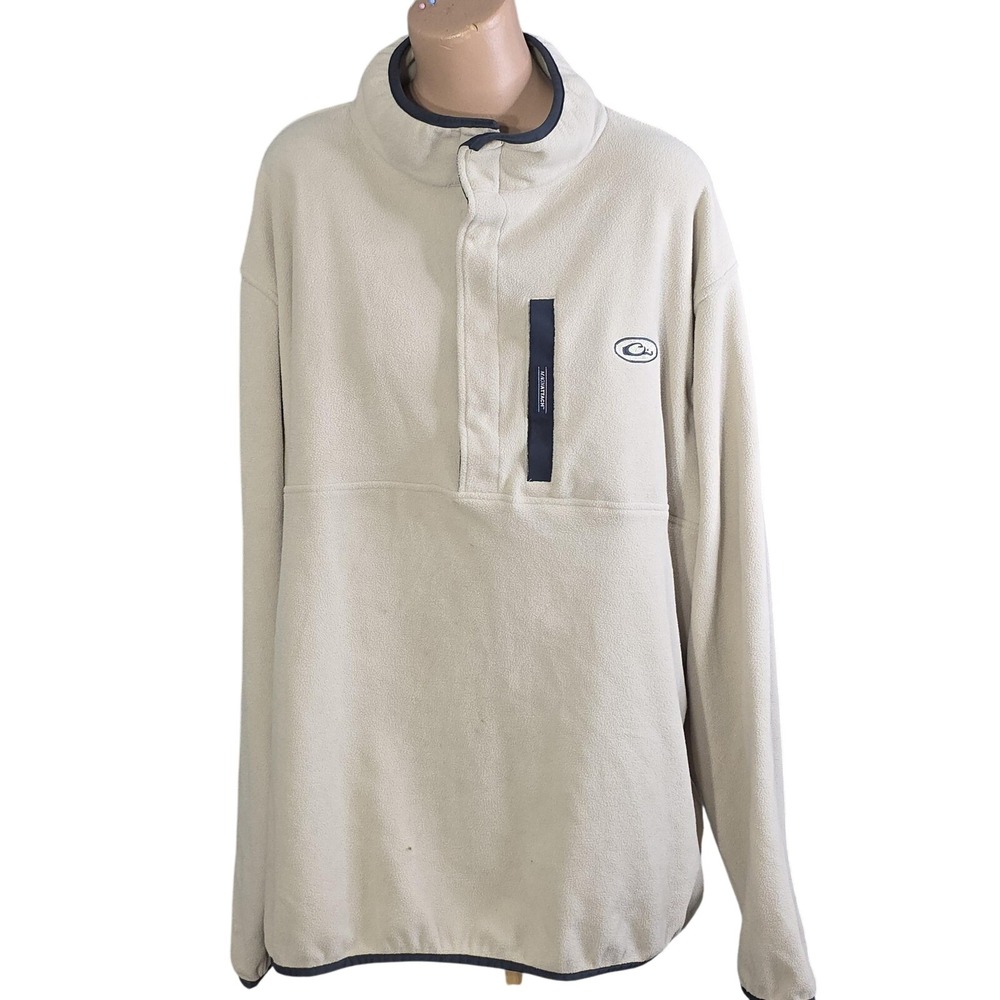 Drake‎ Fleece Pullover Mens 3XL Beige Magnattach Chest Pocket Hunting DW1083